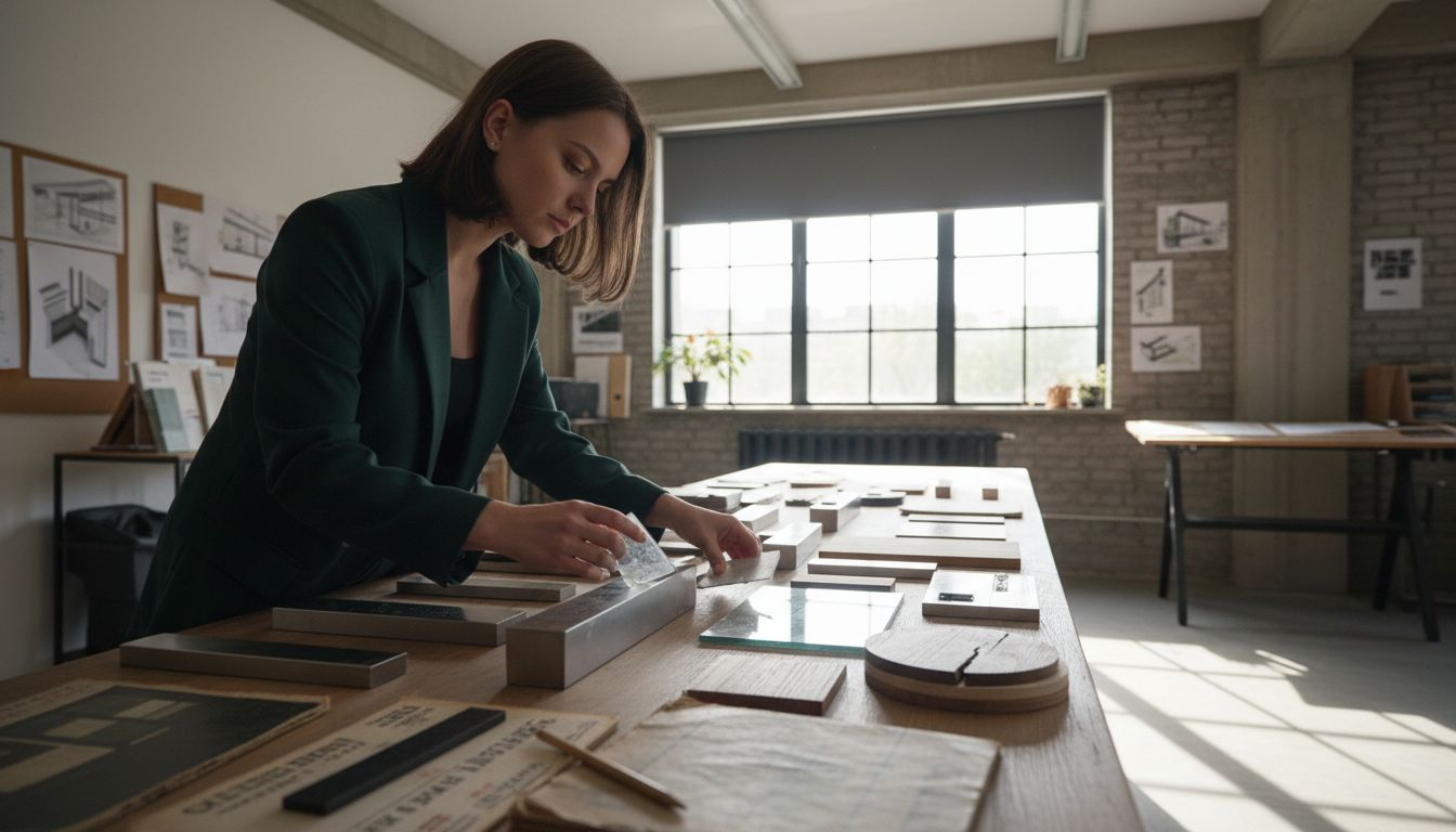 Архитектката избира подходящи материали за парапетите.