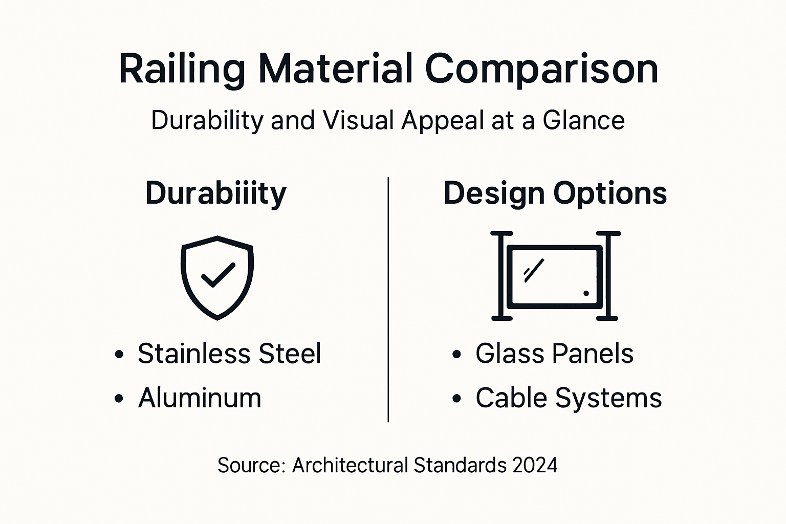Infographic comparing railing durability and design