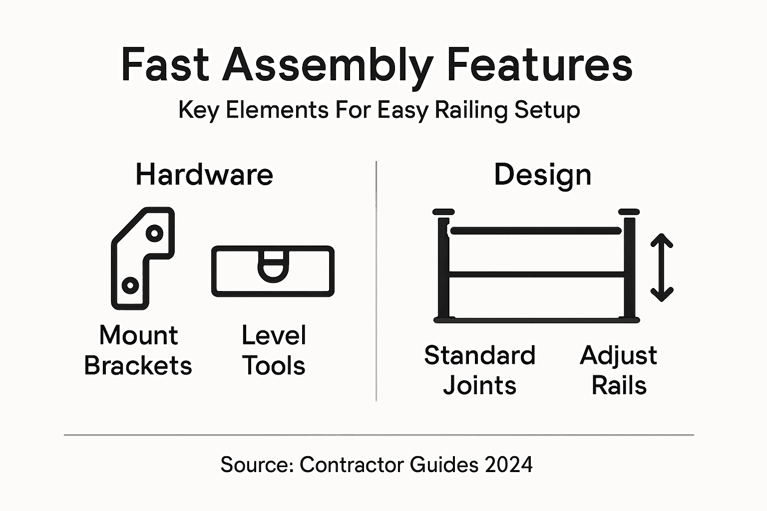Infographic highlights fast assembly railing features