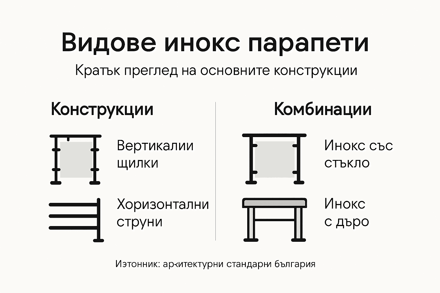Визуално ръководство за различните видове парапети от неръждаема стомана