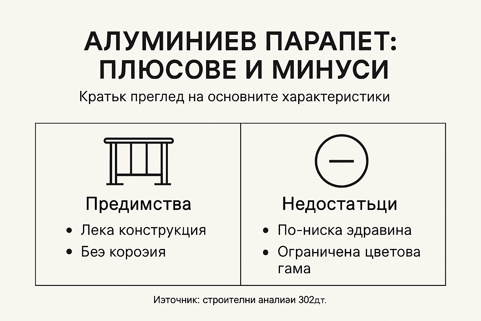 Инфографика: Какви са предимствата и недостатъците на алуминиевите парапети?