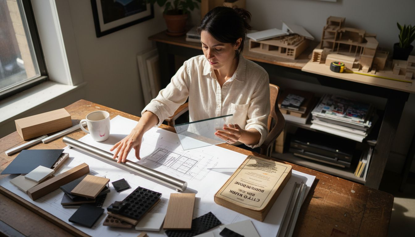 Architect compares railing material samples