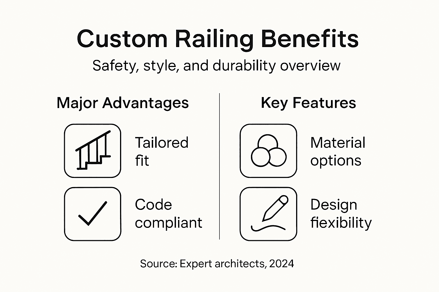Infographic summarizing custom railing advantages