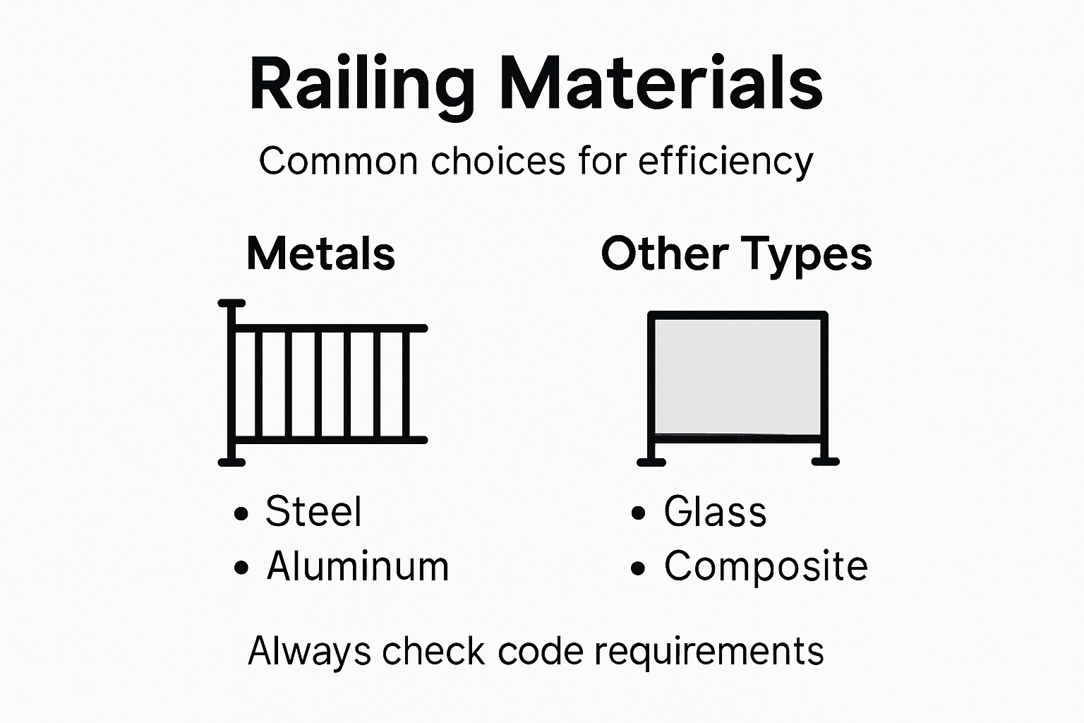 Infographic comparing railing material options