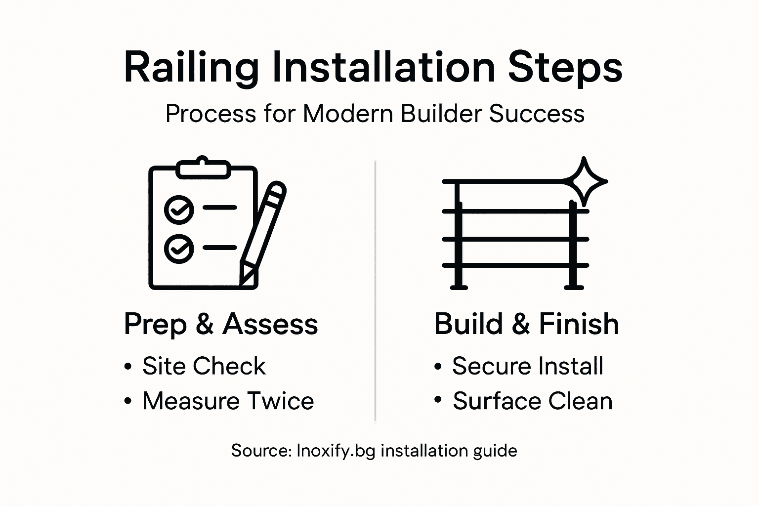 Infographic summarizing railing installation steps