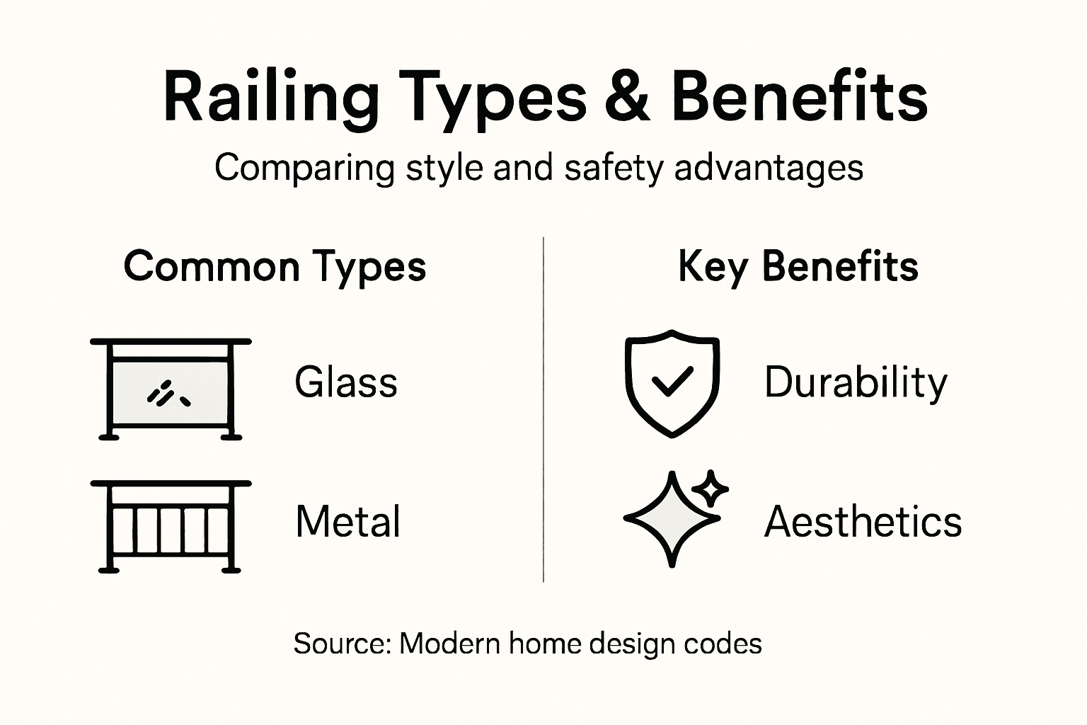 Infographic comparing railing types and benefits