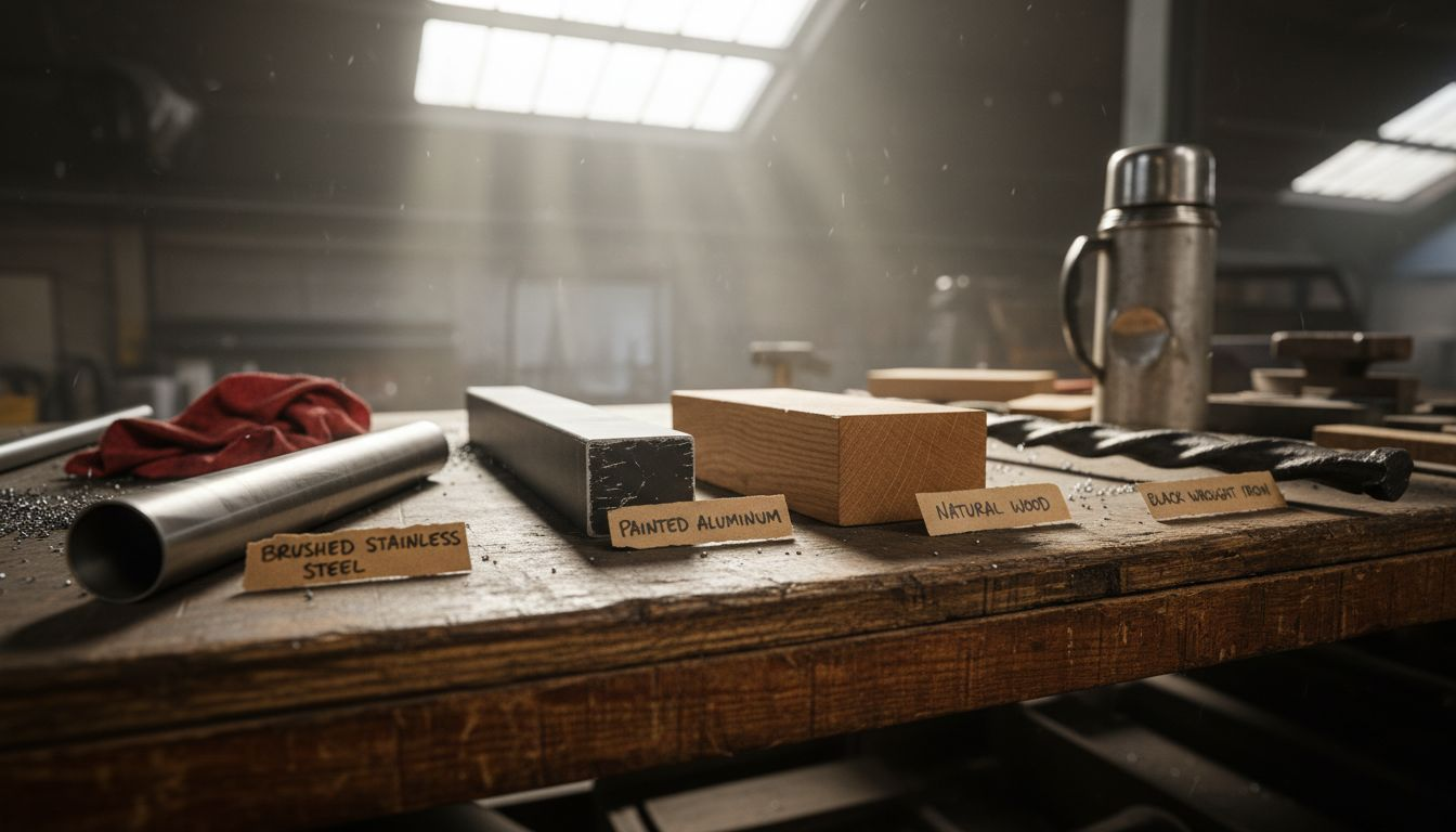 Four railing materials side by side comparison