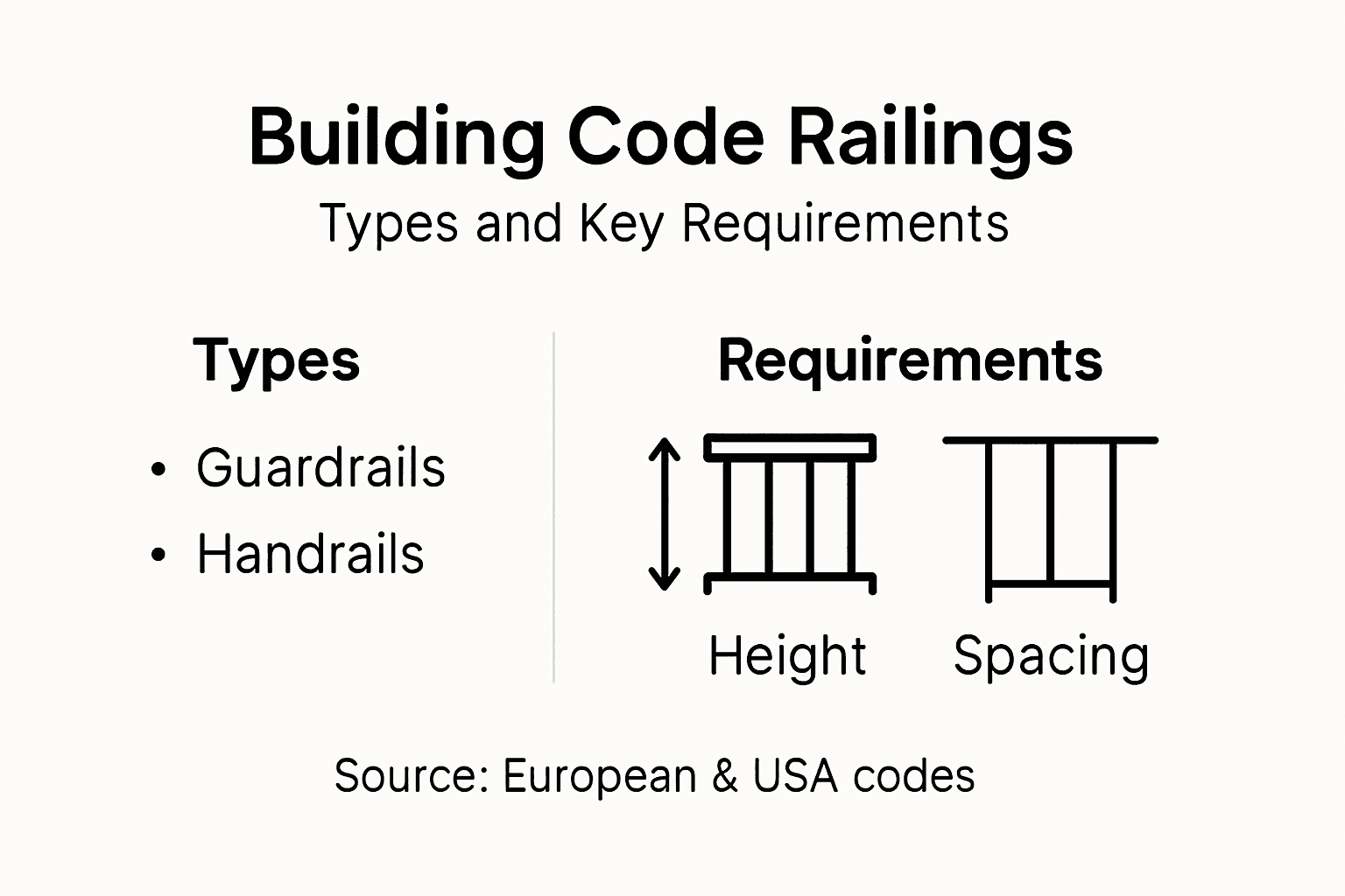 Infographic types and requirements for railings