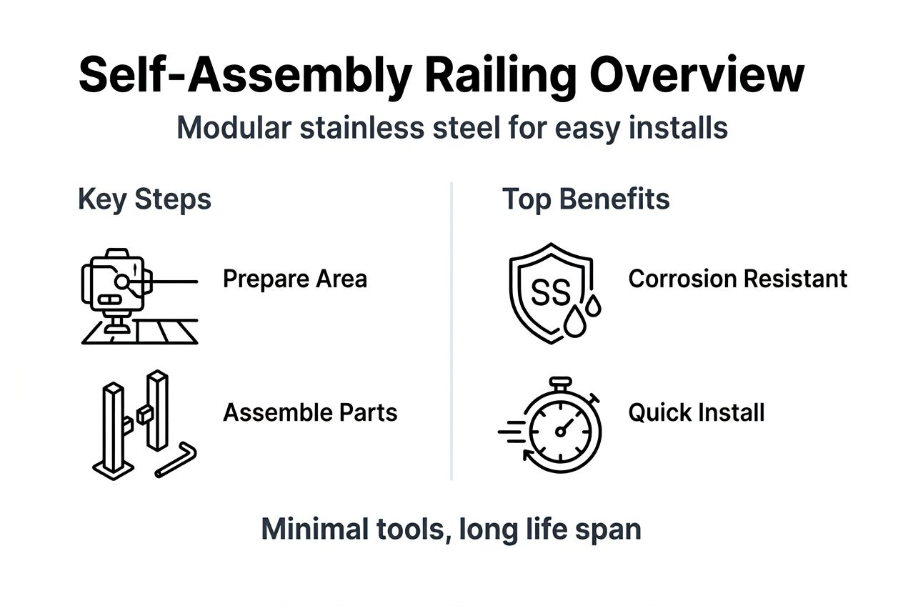 Infographic on self-assembly railing steps and benefits