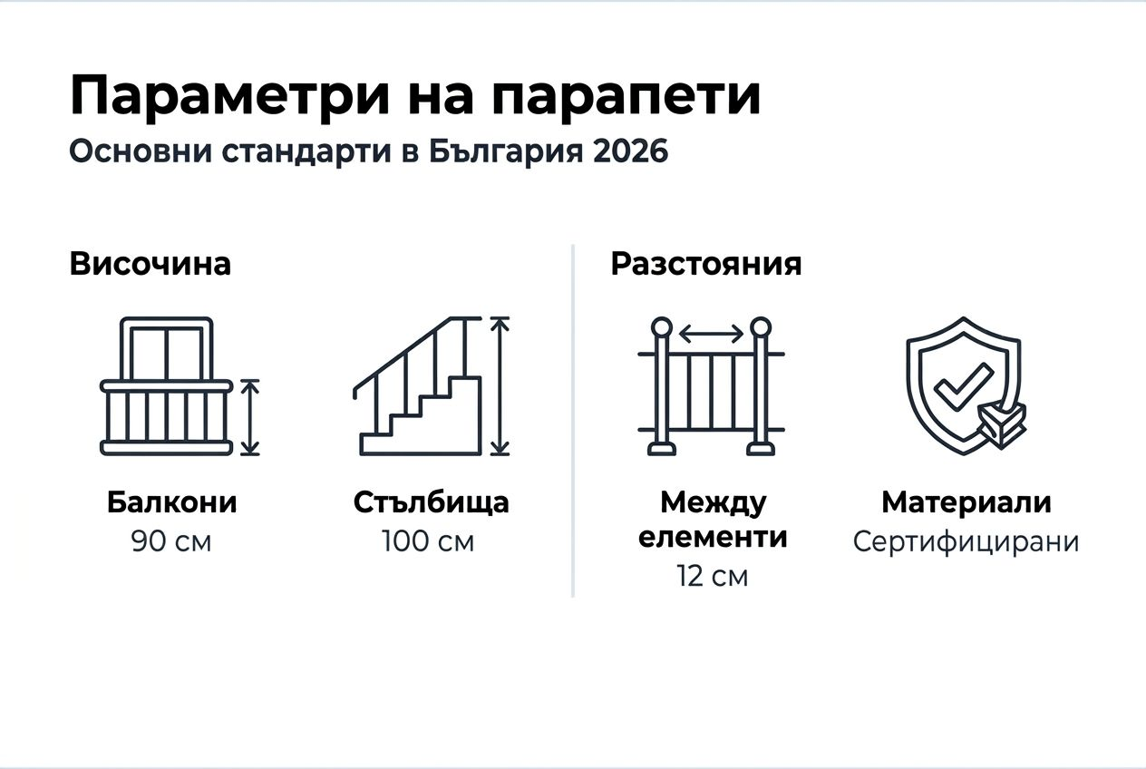 Инфографика: Какви са изискванията за парапетите според българските стандарти