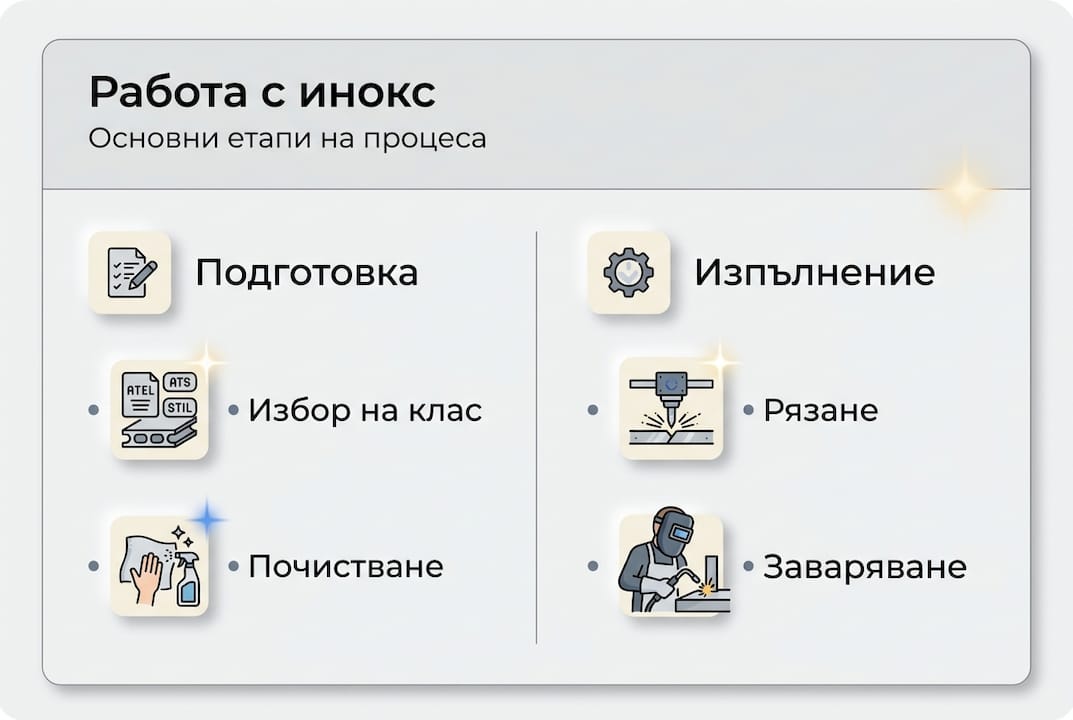 Инфографика: Как да работим правилно с неръждаема стомана – основни стъпки