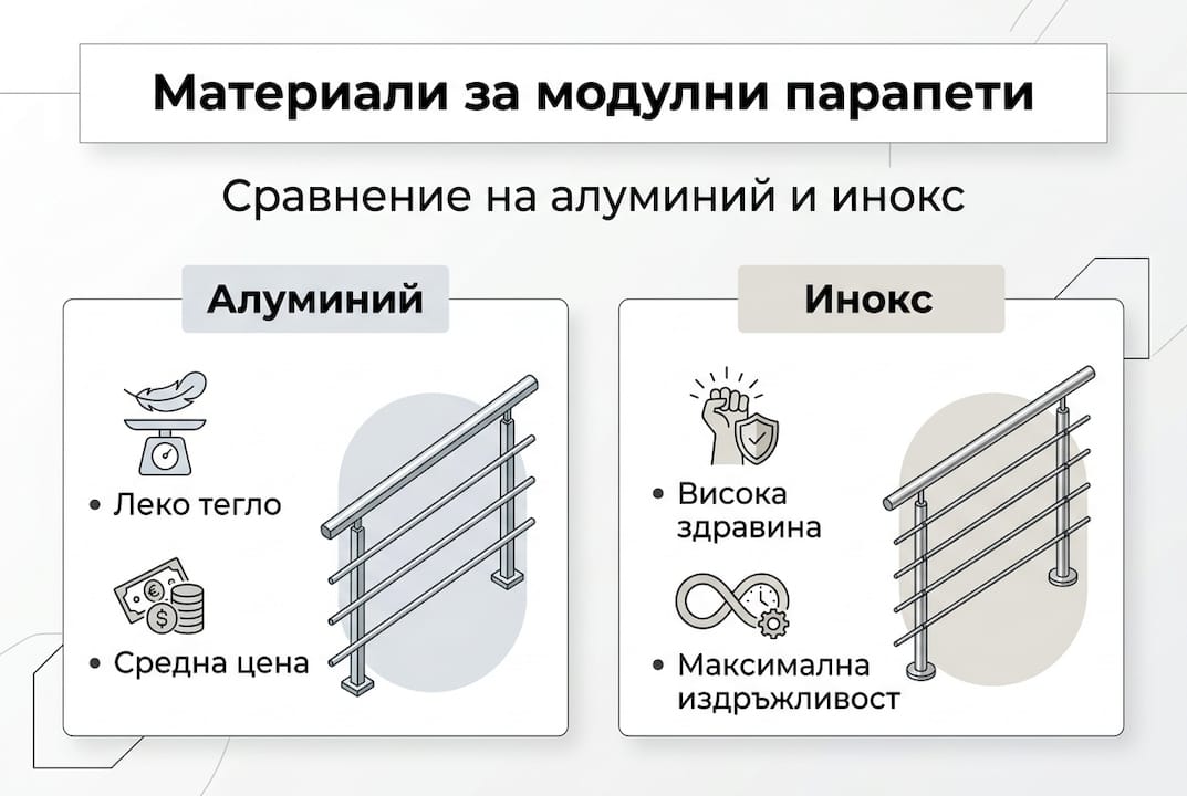 Инфографика: Как да изберем подходящ материал за парапета
