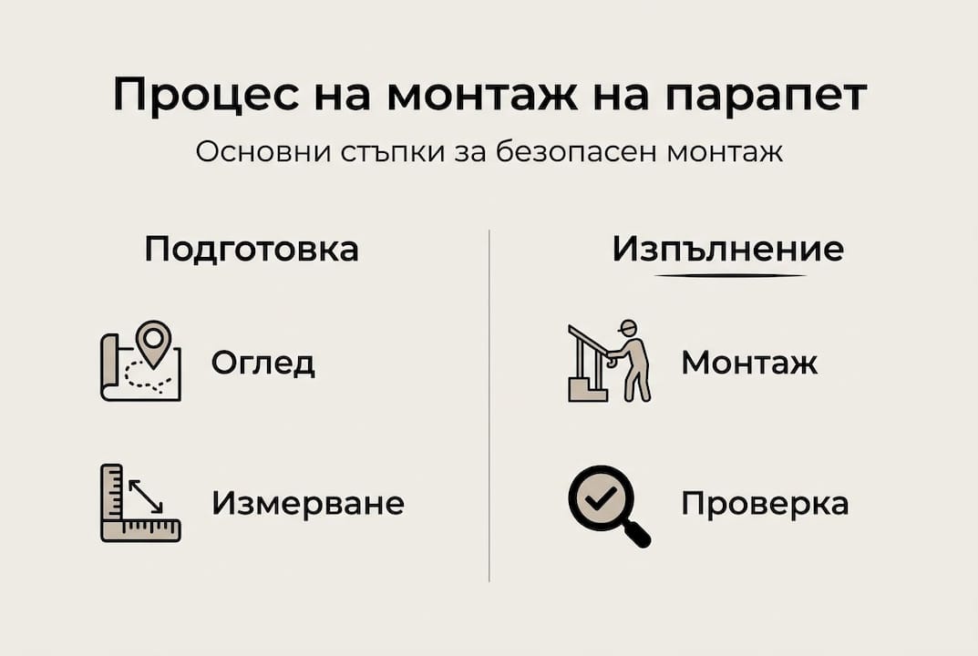 Инфографика: основни стъпки при монтирането на парапет