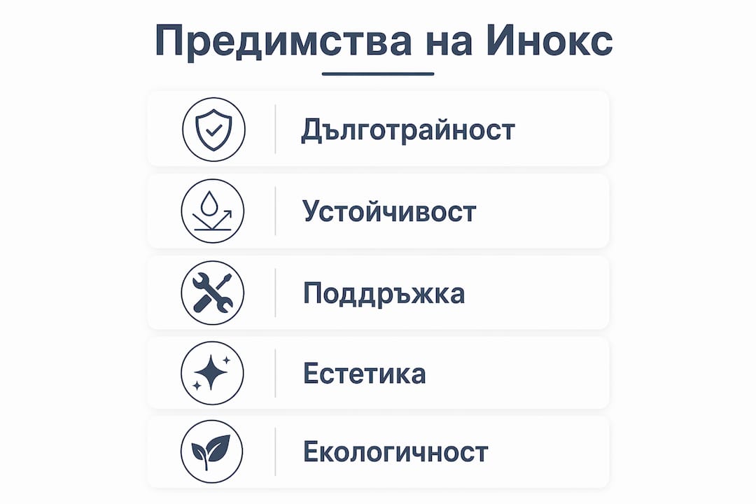 Инфографика: Основни предимства на парапетите от неръждаема стомана