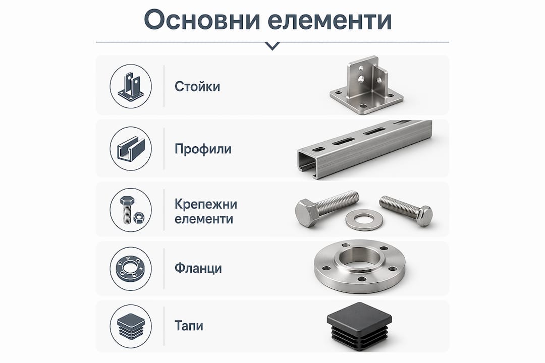 Инфографика, която показва ключовите части и елементи на парапетите