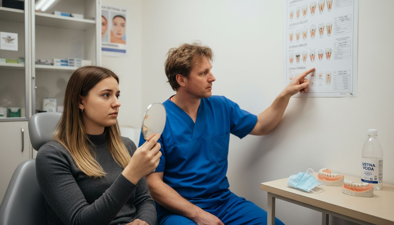 Pacient si pred začetkom beljenja še enkrat ogleda svoje zobe in preveri njihovo stanje.