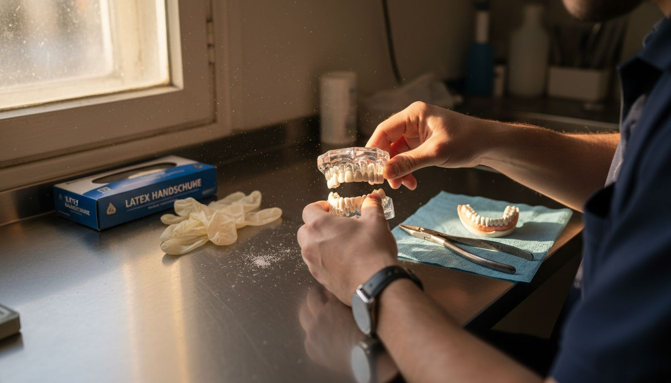 All-on-4 Demonstrationsmodell am zahntechnischen Arbeitsplatz