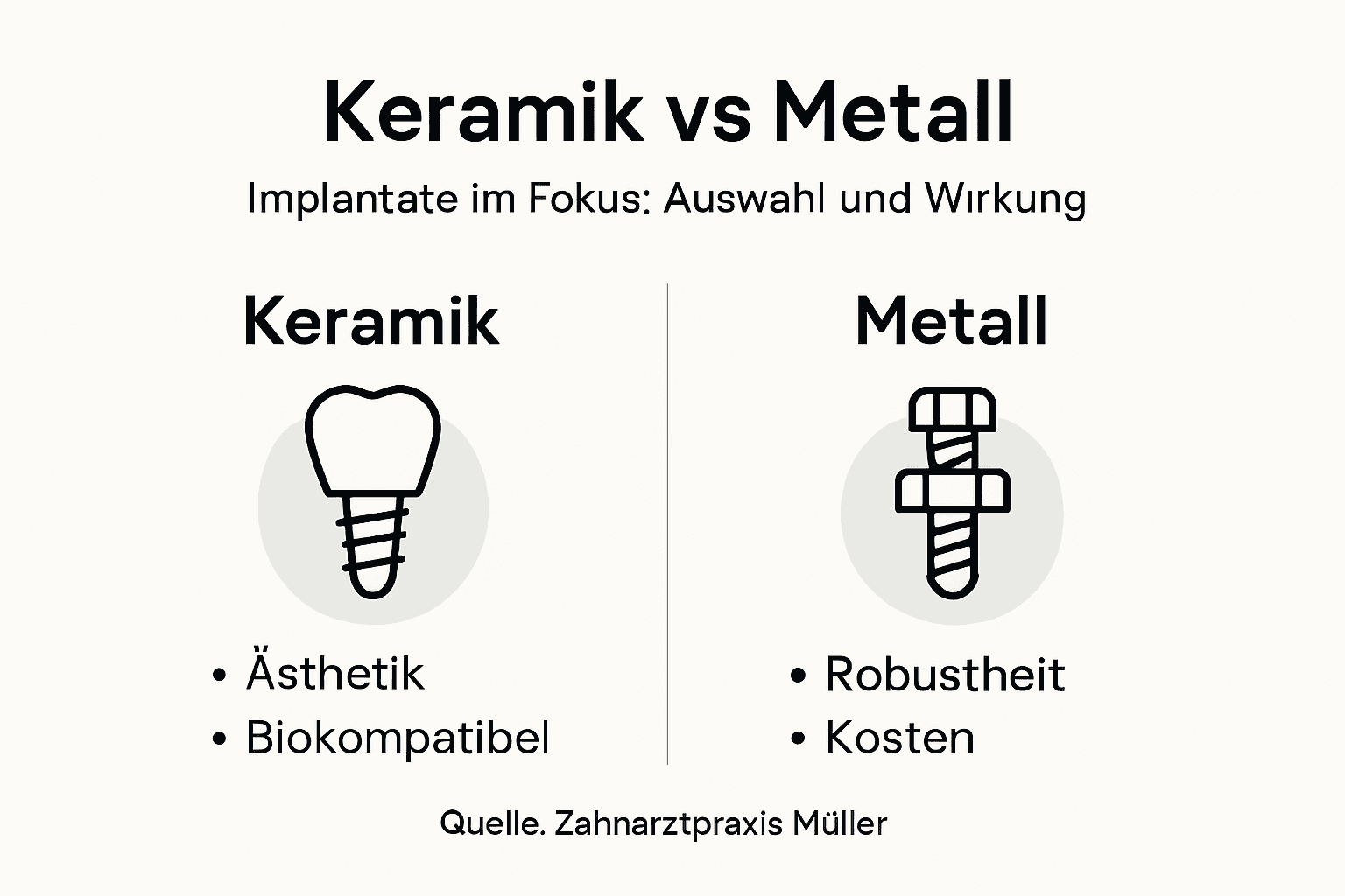 Vergleich Keramik- und Metallimplantate: Die wichtigsten Unterschiede auf einen Blick
