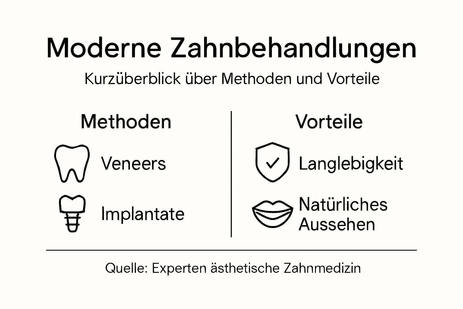 Übersichtsgrafik: Moderne Behandlungsmethoden und ihre Vorteile in der Zahnmedizin