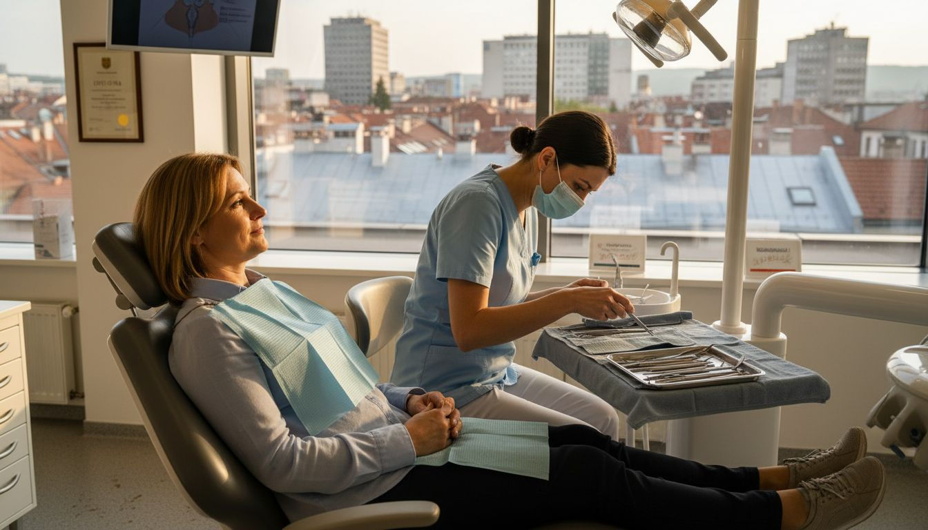 Pacient se pripravlja na obnovitveni zobozdravstveni poseg.