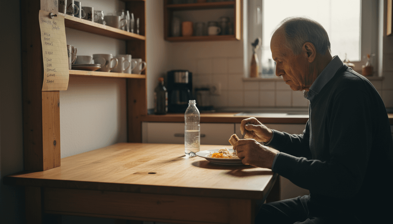 Älterer Herr, der unter den Folgen von Zahnverlust leidet