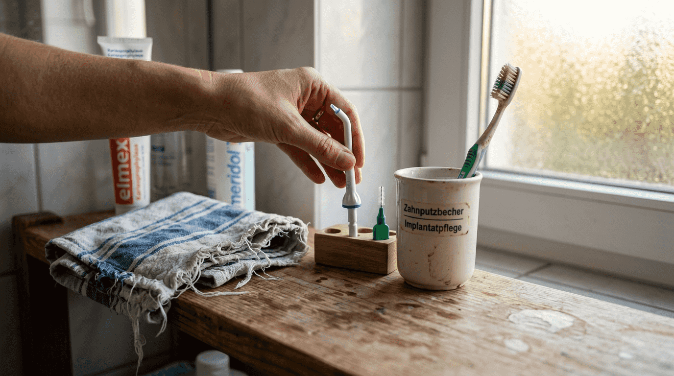 Pflegeutensilien für die tägliche Implantatreinigung