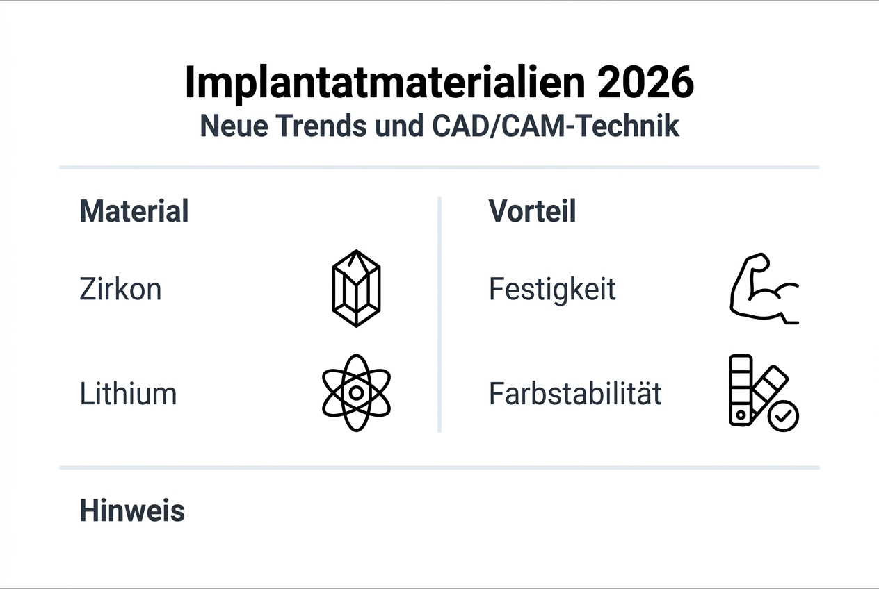 Infografik: Materialien und Vorteile von Implantaten