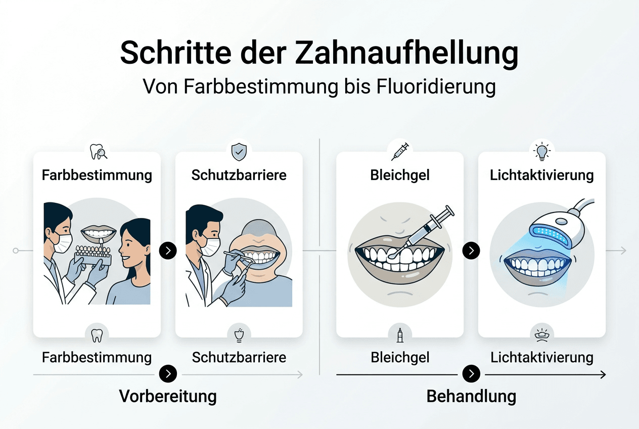 Schritt-für-Schritt-Anleitung: So läuft eine professionelle Zahnaufhellung ab (Infografik)
