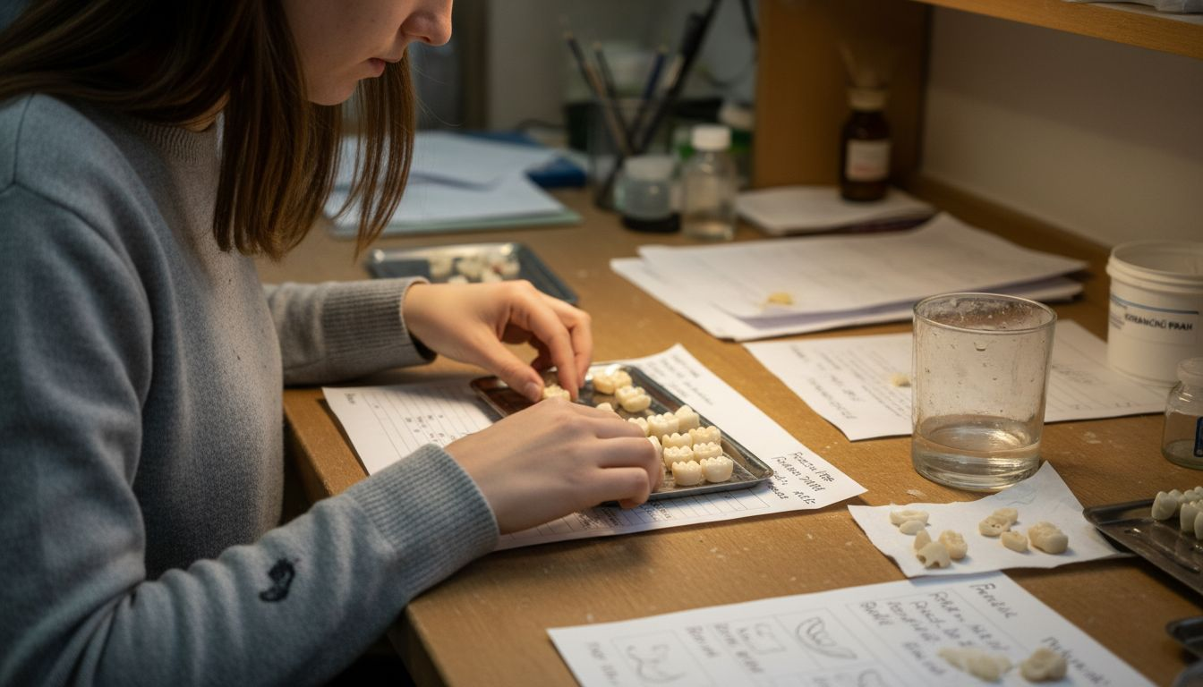 Zobni materiali na delovni mizi v laboratoriju