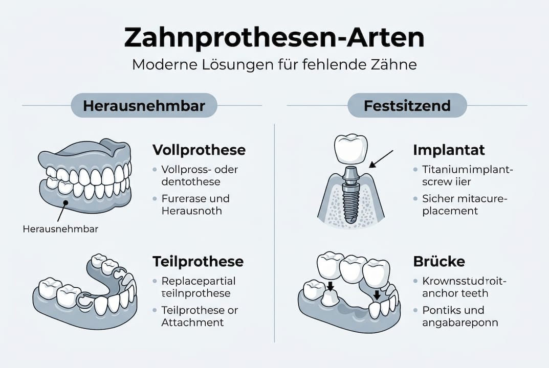Übersicht: Welche Arten von Zahnprothesen gibt es?