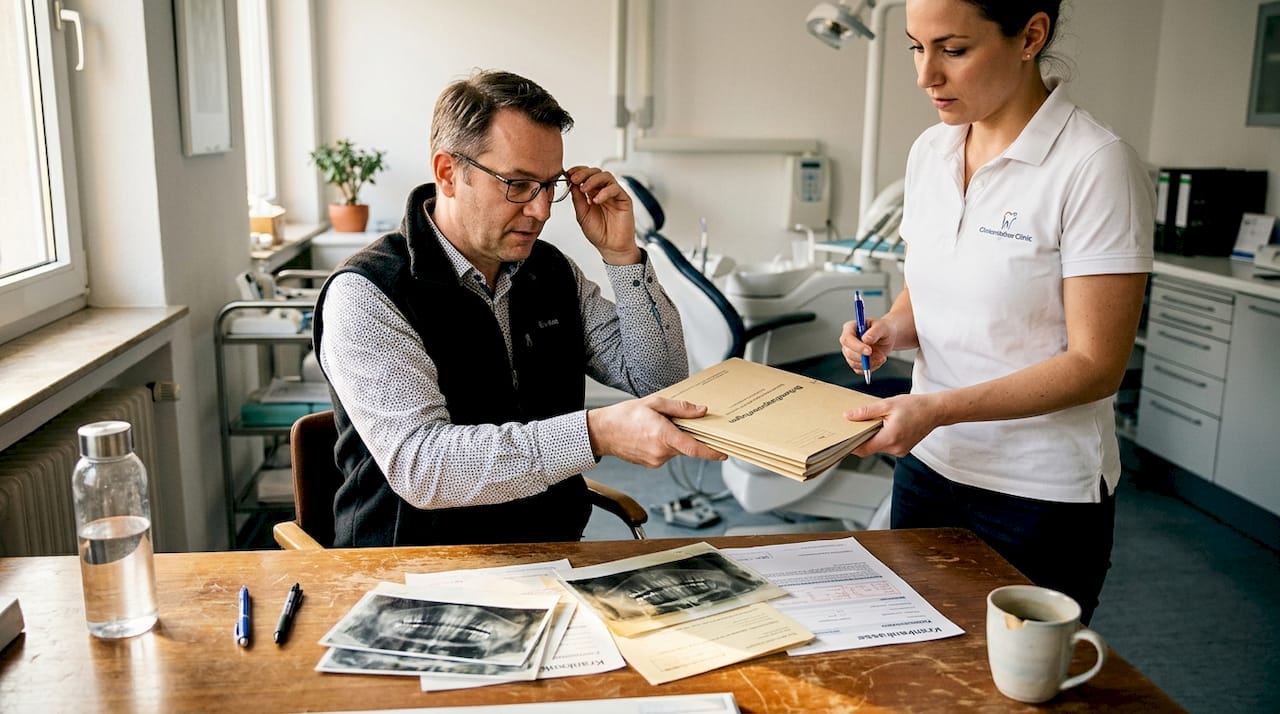 Bitte bringen Sie Ihre bisherigen Zahnunterlagen oder Röntgenbilder zum Termin mit.