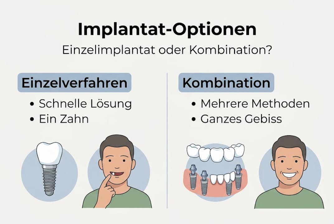 Übersicht zu Einzelimplantaten und kombinierten Implantatlösungen auf einen Blick