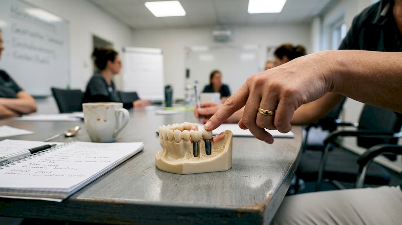 Anschauliche Präsentation eines Zahnimplantat-Modells aus nächster Nähe