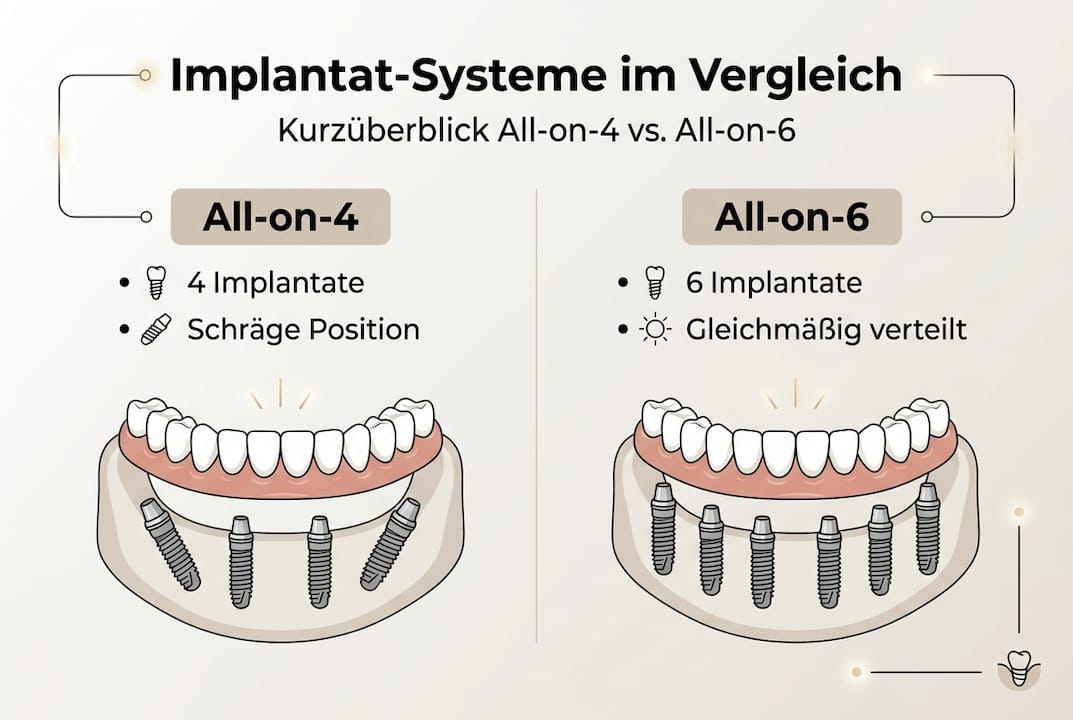 All-on-4 vs. All-on-6 – Ein übersichtlicher Vergleich auf einen Blick