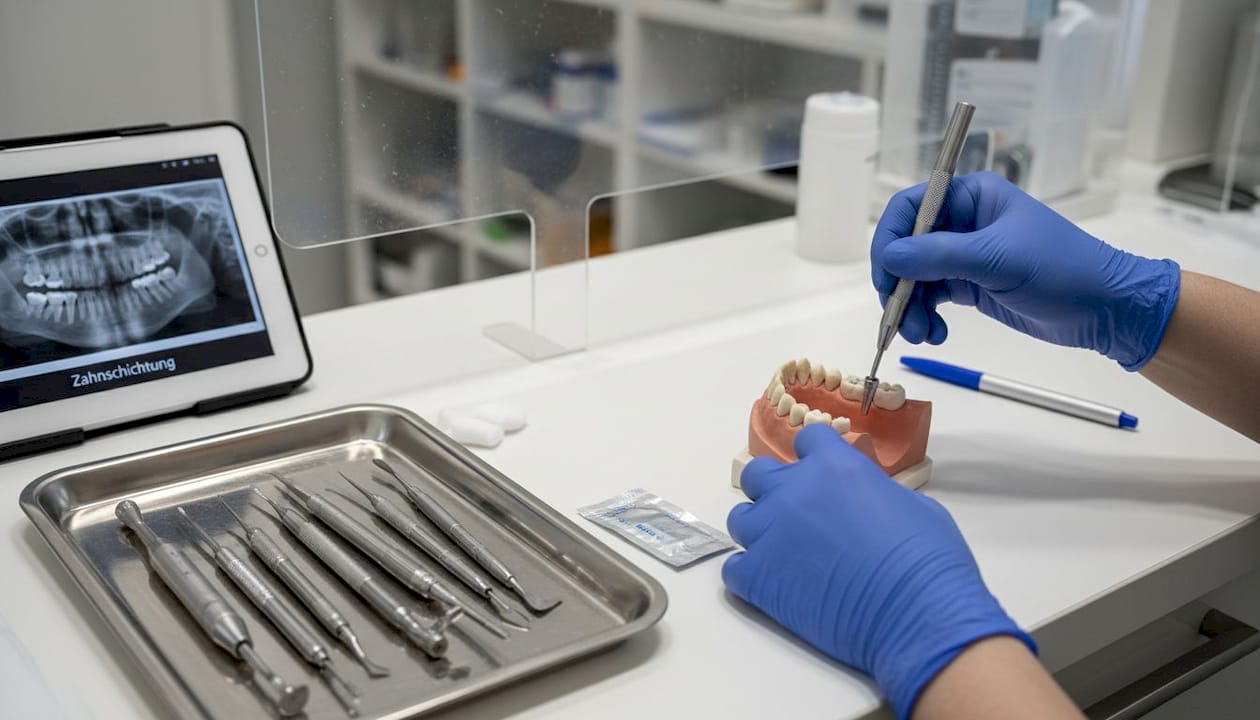 Einsetzen eines Implantats in ein Kiefermodell