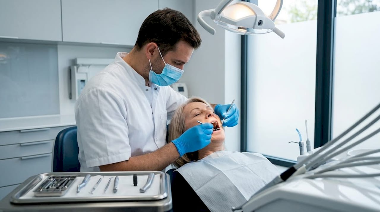 Pacientki vgradijo zobni implantat.