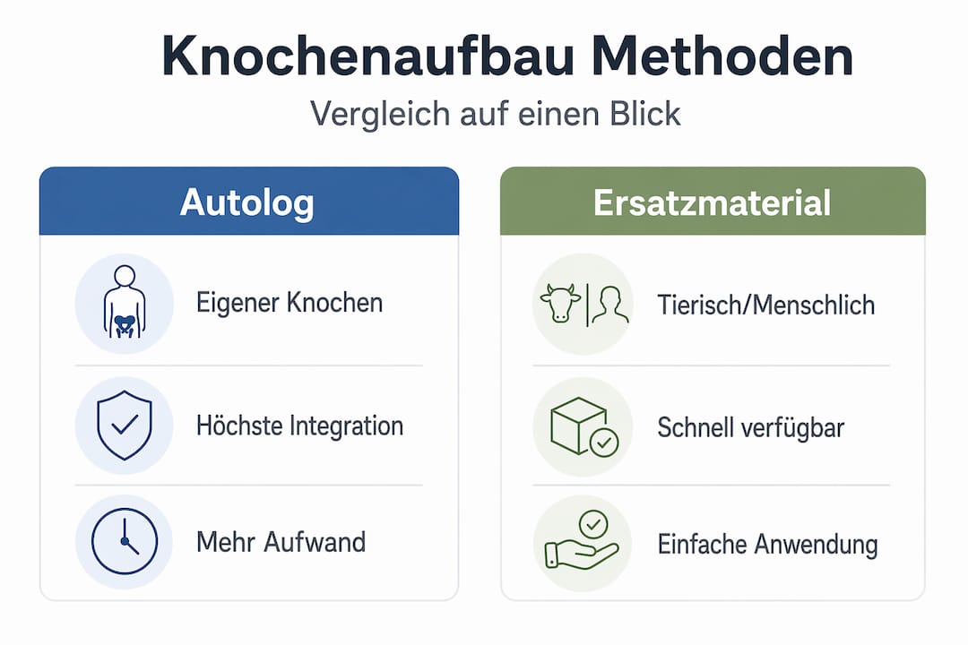 Infografik: Methoden zum Knochenaufbau im Vergleich