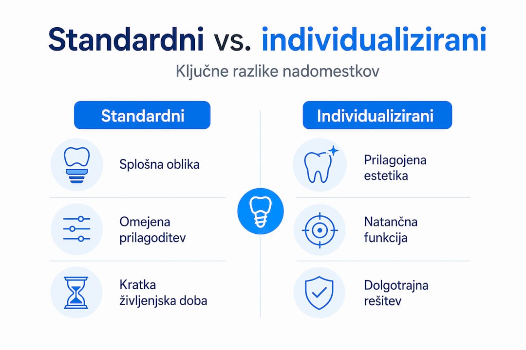 Pregled različnih možnosti za nadomestitev zob – primerjalna infografika