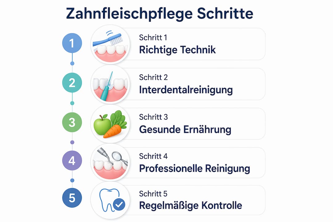 Infografik: So pflegen Sie Ihr Zahnfleisch richtig – Die wichtigsten Schritte auf einen Blick