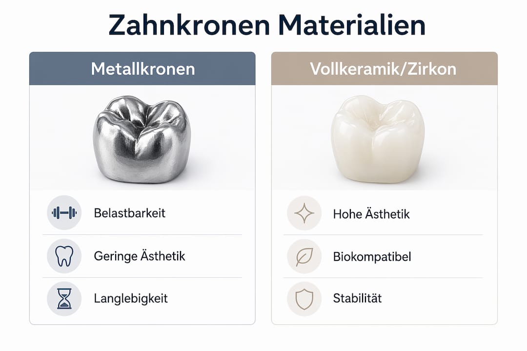 Übersicht: Die verschiedenen Materialien für Zahnkronen im Vergleich