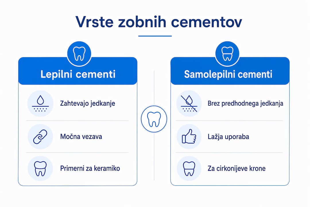 Pregledna infografika: primerjava različnih zobnih cementov