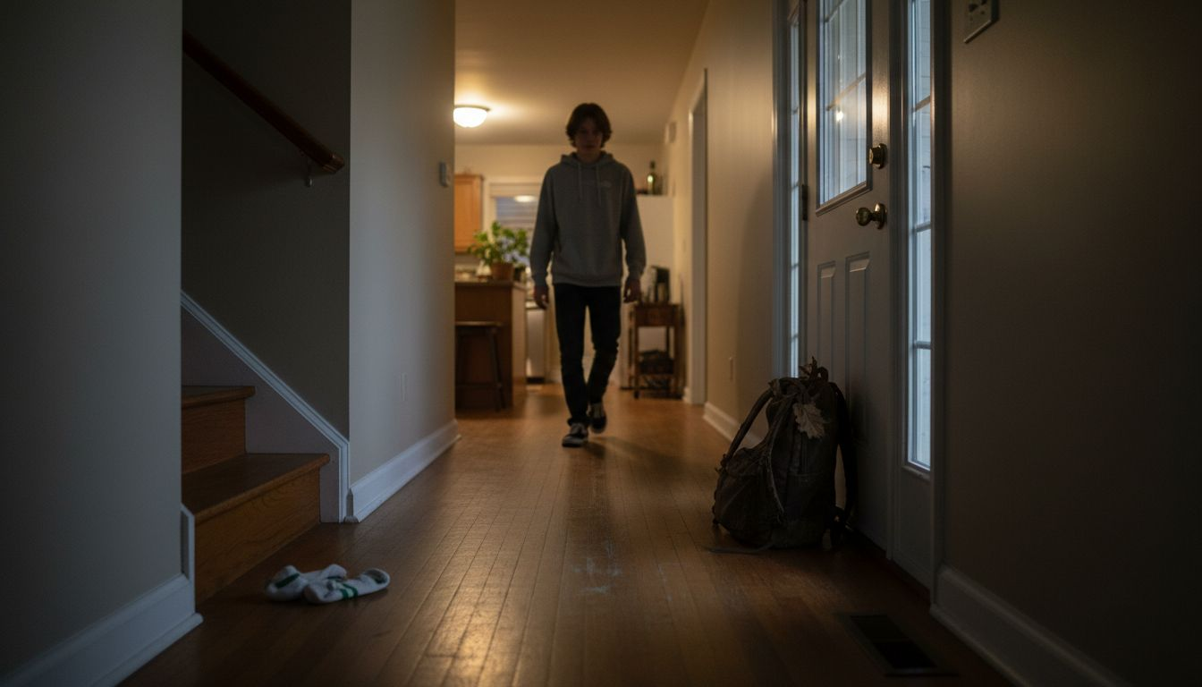 Teen activates hallway motion sensor light