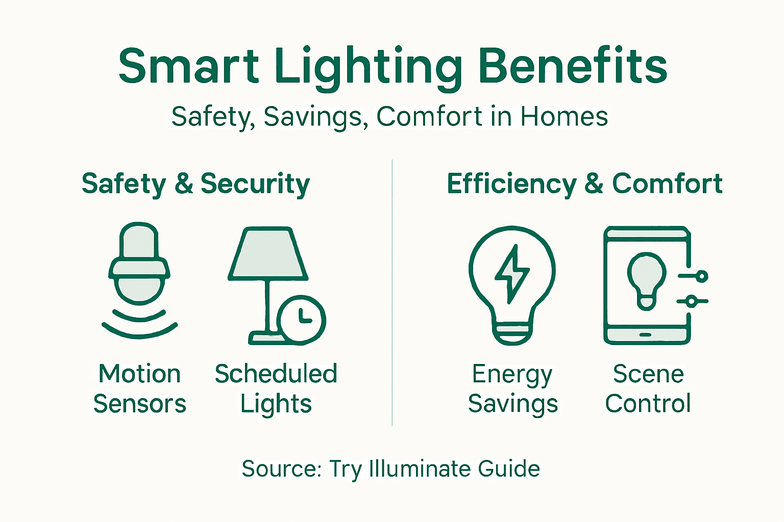 Infographic showing smart lighting key benefits