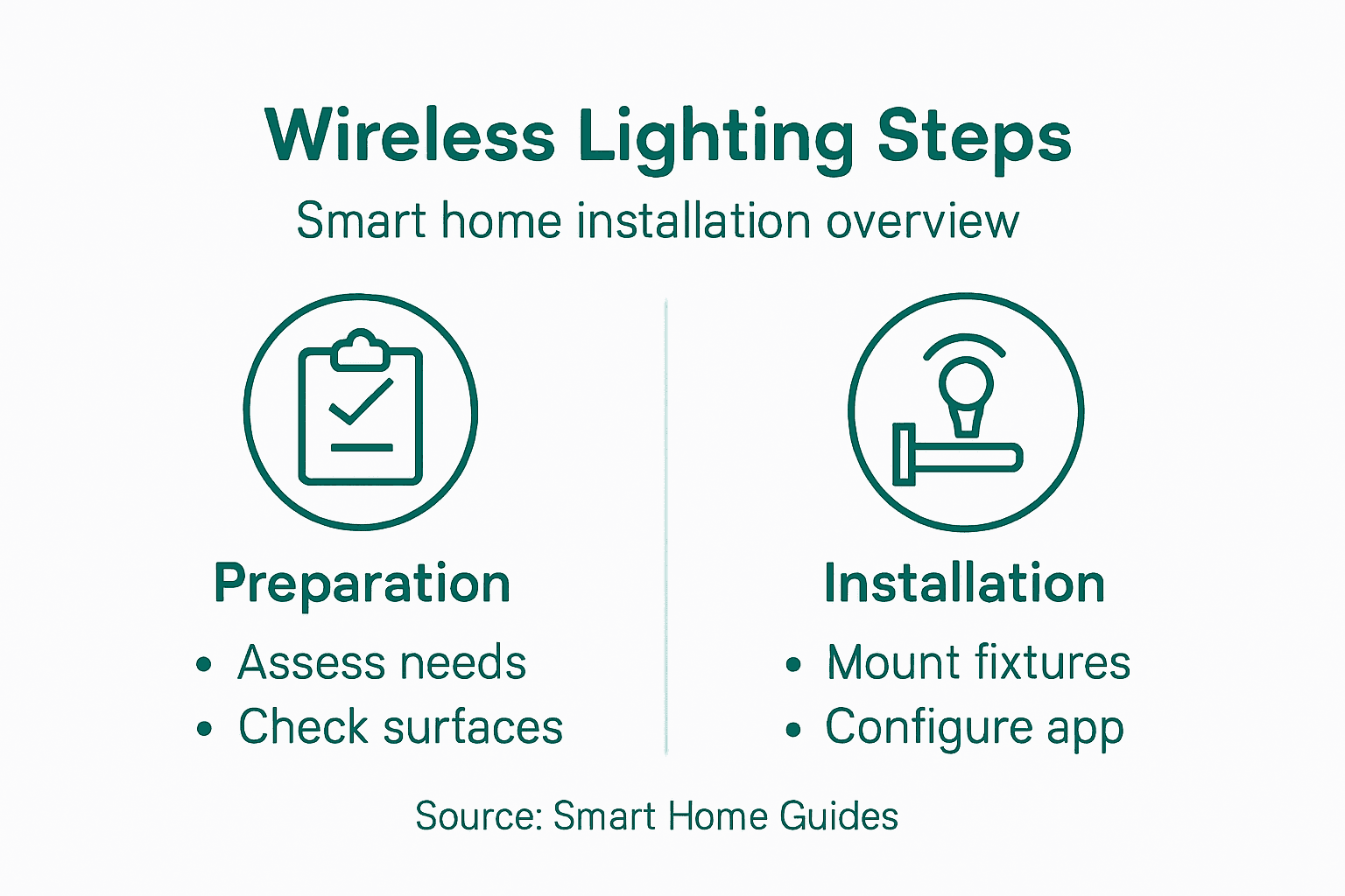 Infographic wireless lighting installation steps