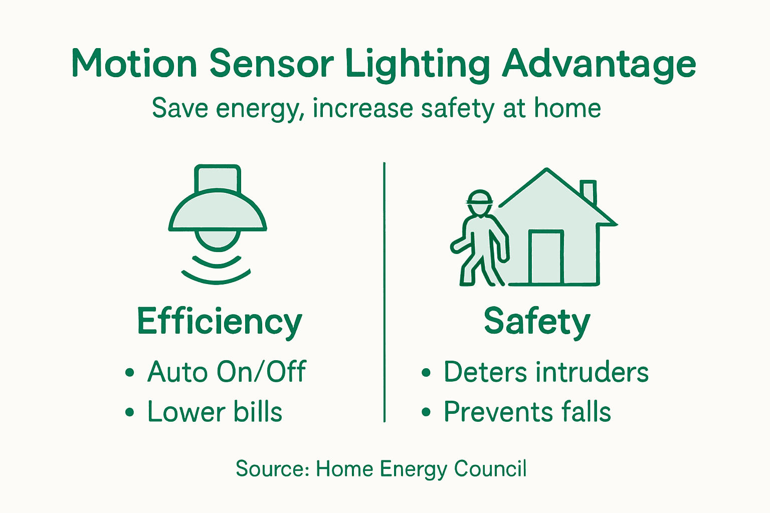 Infographic highlighting motion sensor lighting benefits