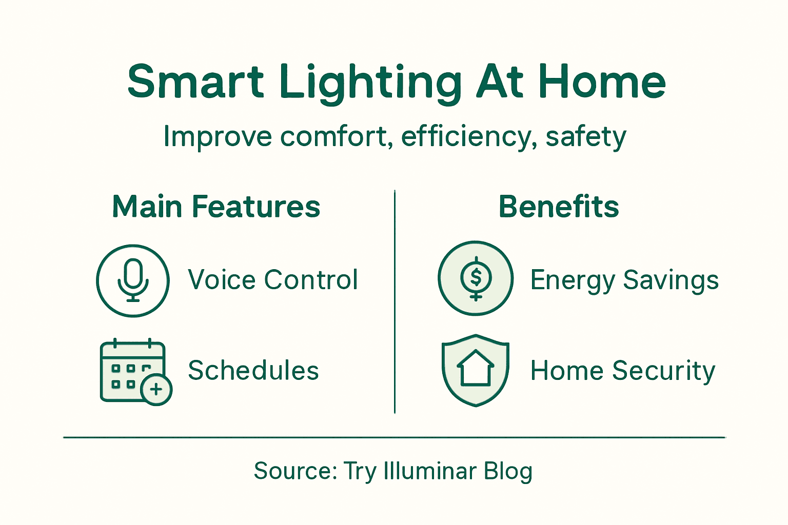 Infographic with smart lighting benefits and features