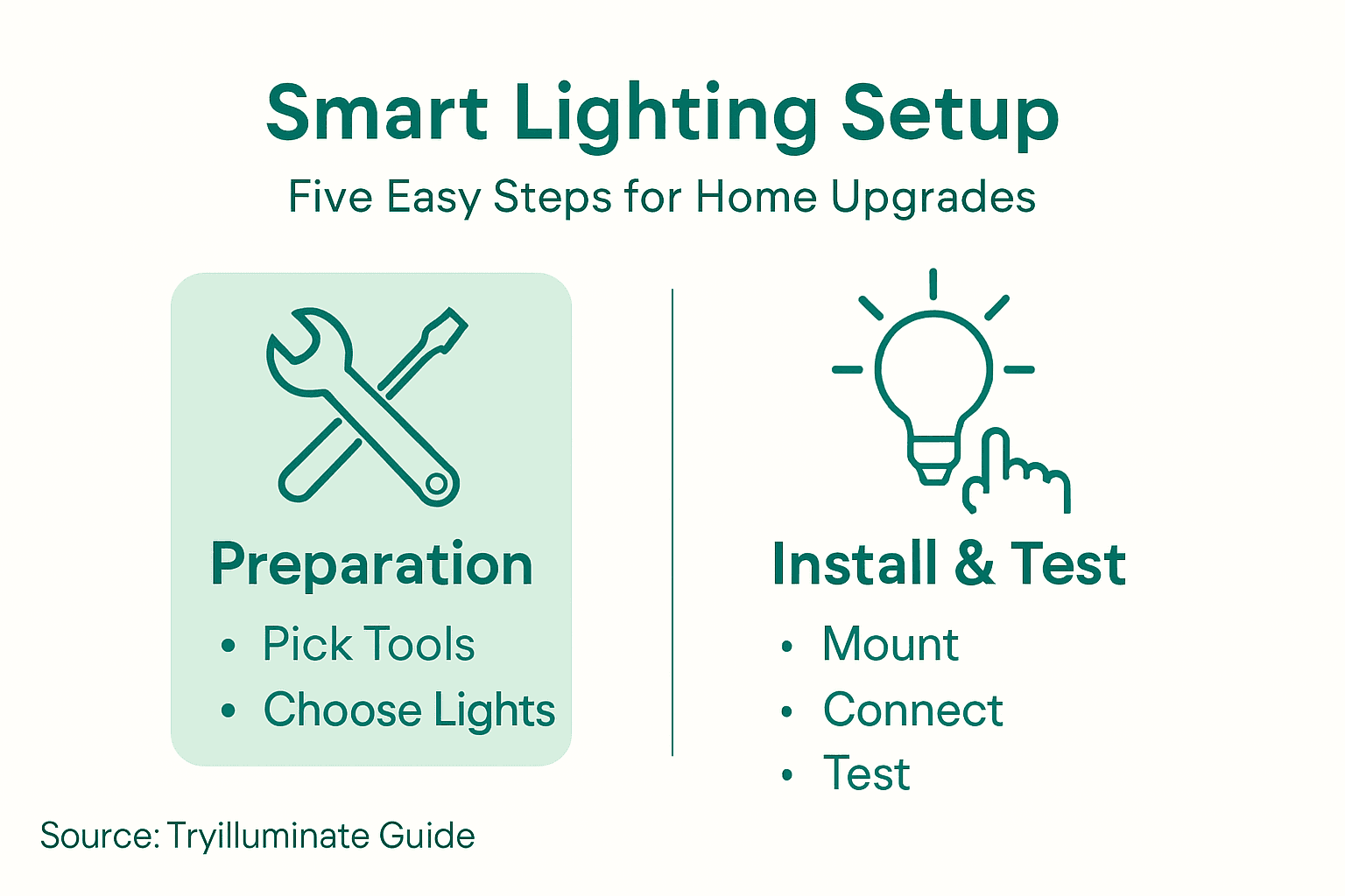 Infographic of easy smart lighting installation steps
