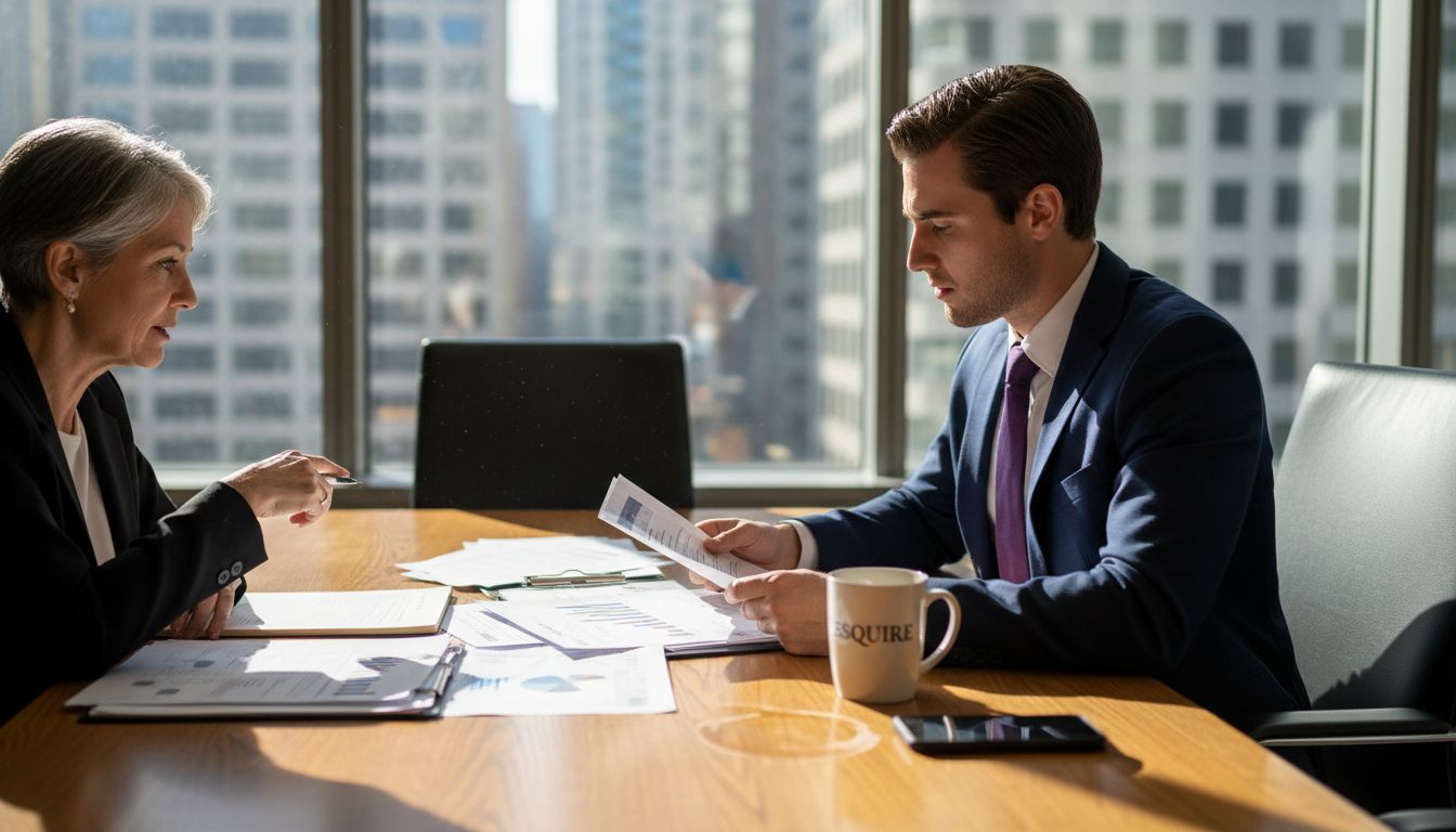 Lawyer discussing SEO report with client