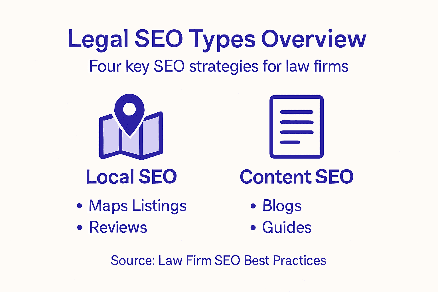Infographic of legal SEO types and strategies