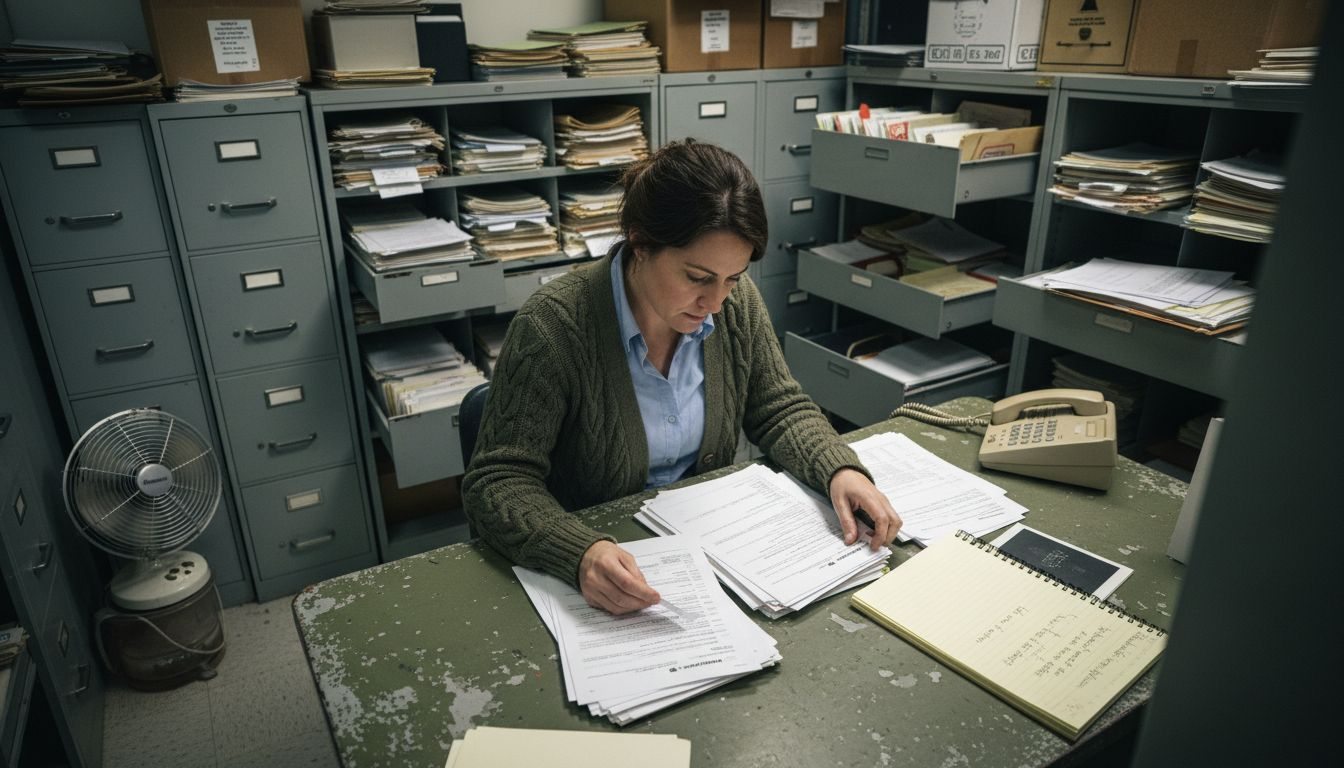 HR specialist reviewing background check records